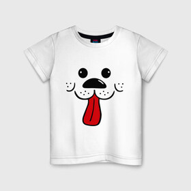 Детская футболка хлопок с принтом Радостный песик , 100% хлопок | круглый вырез горловины, полуприлегающий силуэт, длина до линии бедер | пёсик | радостный песик | собака | язык