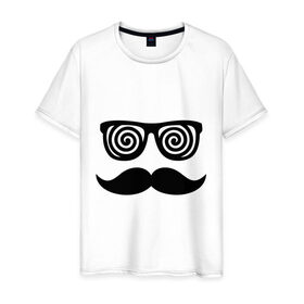 Мужская футболка хлопок с принтом Хипстер , 100% хлопок | прямой крой, круглый вырез горловины, длина до линии бедер, слегка спущенное плечо. | 