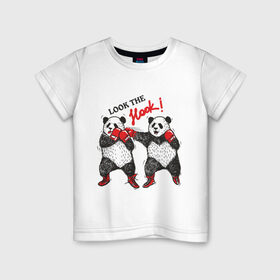 Детская футболка хлопок с принтом Look the Hook , 100% хлопок | круглый вырез горловины, полуприлегающий силуэт, длина до линии бедер | панда