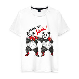 Мужская футболка хлопок с принтом Look the Hook , 100% хлопок | прямой крой, круглый вырез горловины, длина до линии бедер, слегка спущенное плечо. | панда