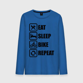 Мужской лонгслив хлопок с принтом Eat Sleep Bike Repeat , 100% хлопок |  | bike | eat | eat sleep bike repeat | repeat | sleep | велоспорт | кровать | спорт