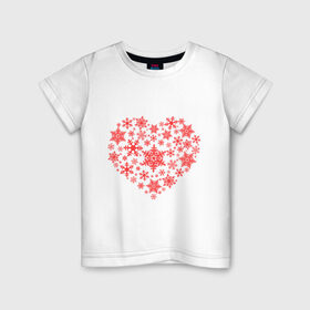 Детская футболка хлопок с принтом Снежное сердце , 100% хлопок | круглый вырез горловины, полуприлегающий силуэт, длина до линии бедер | новый год | новый год 2014 | подарки | праздник | сердечко | снег | снежное сердце | холодное сердце