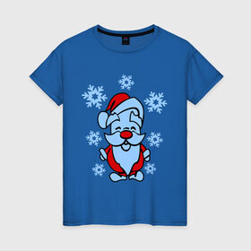 Женская футболка хлопок с принтом Дед Мороз в снегу , 100% хлопок | прямой крой, круглый вырез горловины, длина до линии бедер, слегка спущенное плечо | 2014 год | дед мороз и снегновый год | дедушка  мороз | новогодний подарок | с новым годом | санта | снег | снежинки