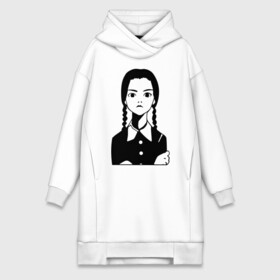 Платье-худи хлопок с принтом Wednesday Addams ,  |  | Тематика изображения на принте: wednesday addams | кино | мультфильмы и тв | семейка | семейка адамс