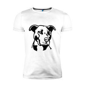 Мужская футболка премиум с принтом Питбуль (Pitbull) , 92% хлопок, 8% лайкра | приталенный силуэт, круглый вырез ворота, длина до линии бедра, короткий рукав | друг человека | животные | пес | питбуль (pitbull) | прикольные картинки | силуэт пса | собака