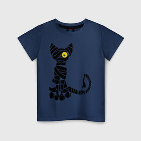 Детская футболка хлопок с принтом Кот мумия , 100% хлопок | круглый вырез горловины, полуприлегающий силуэт, длина до линии бедер | богиня | египет | египетские кошки | кот мумия | кошечка | кошка | мумия