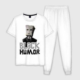 Мужская пижама хлопок с принтом Black Humor , 100% хлопок | брюки и футболка прямого кроя, без карманов, на брюках мягкая резинка на поясе и по низу штанин
 | black humor | чёрный юмор | юмор с примесью цинизма