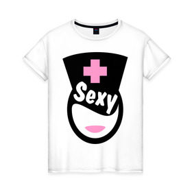 Женская футболка хлопок с принтом Горячая медсестра , 100% хлопок | прямой крой, круглый вырез горловины, длина до линии бедер, слегка спущенное плечо | горячая медсестра | девушкам | пафосные