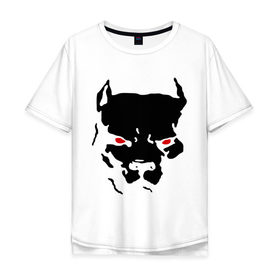 Мужская футболка хлопок Oversize с принтом Стаффордширский терьер , 100% хлопок | свободный крой, круглый ворот, “спинка” длиннее передней части | media | глаза | животные | красные глаза | пес | прикольные картинки | собака | старфорширдский терьер