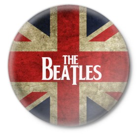 Значок с принтом The Beatles - London ,  металл | круглая форма, металлическая застежка в виде булавки | the beatles   london | британский флаг | музыка | флаг
