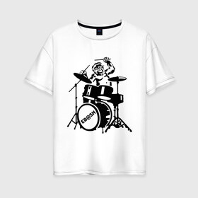 Женская футболка хлопок Oversize с принтом Обезьяна с барабанами , 100% хлопок | свободный крой, круглый ворот, спущенный рукав, длина до линии бедер
 | барабан | музыка | обезьяна с барабанами | разное