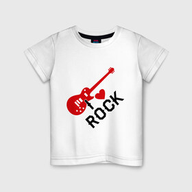 Детская футболка хлопок с принтом Я люблю рок , 100% хлопок | круглый вырез горловины, полуприлегающий силуэт, длина до линии бедер | Тематика изображения на принте: rock | рок