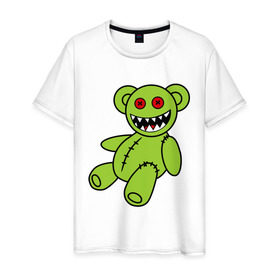 Мужская футболка хлопок с принтом Зомби мишка , 100% хлопок | прямой крой, круглый вырез горловины, длина до линии бедер, слегка спущенное плечо. | зомби