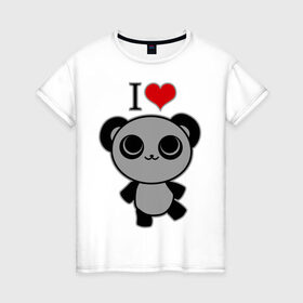 Женская футболка хлопок с принтом Я люблю панд , 100% хлопок | прямой крой, круглый вырез горловины, длина до линии бедер, слегка спущенное плечо | панда