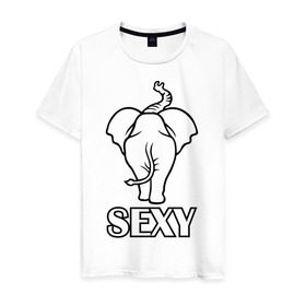 Мужская футболка хлопок с принтом Sexy (секси) , 100% хлопок | прямой крой, круглый вырез горловины, длина до линии бедер, слегка спущенное плечо. | животные | прикольные картинки