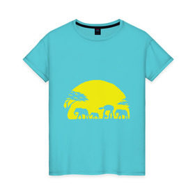 Женская футболка хлопок с принтом Слоники , 100% хлопок | прямой крой, круглый вырез горловины, длина до линии бедер, слегка спущенное плечо | африканский | африканское солнце | животные | слоны  на фоне солнца | солнце | этнический
