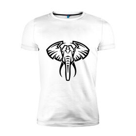 Мужская футболка премиум с принтом Слон тату , 92% хлопок, 8% лайкра | приталенный силуэт, круглый вырез ворота, длина до линии бедра, короткий рукав | большой слон | голова слона | животные | прикольные картинки | силуэт слона | слон тату | трайбл