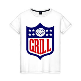 Женская футболка хлопок с принтом USA Grill , 100% хлопок | прямой крой, круглый вырез горловины, длина до линии бедер, слегка спущенное плечо | 