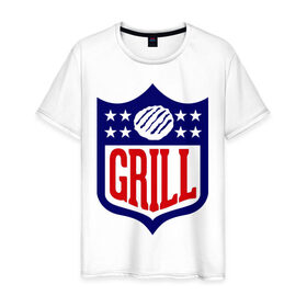 Мужская футболка хлопок с принтом USA Grill , 100% хлопок | прямой крой, круглый вырез горловины, длина до линии бедер, слегка спущенное плечо. | 