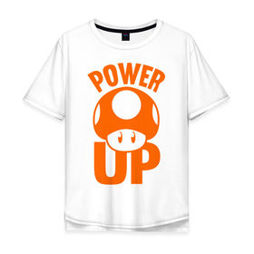 Мужская футболка хлопок Oversize с принтом Mario power up , 100% хлопок | свободный крой, круглый ворот, “спинка” длиннее передней части | Тематика изображения на принте: nintendo | марио | нинтендо