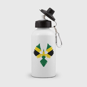 Бутылка спортивная с принтом Jamaica bird , металл | емкость — 500 мл, в комплекте две пластиковые крышки и карабин для крепления | флаг | ямайка птица