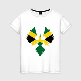 Женская футболка хлопок с принтом Jamaica bird , 100% хлопок | прямой крой, круглый вырез горловины, длина до линии бедер, слегка спущенное плечо | флаг | ямайка птица