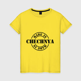 Женская футболка хлопок с принтом Made in Chechnya (сделано в Чечне) , 100% хлопок | прямой крой, круглый вырез горловины, длина до линии бедер, слегка спущенное плечо | made in chechnya | регионы россии | сделано в чечне | чечня