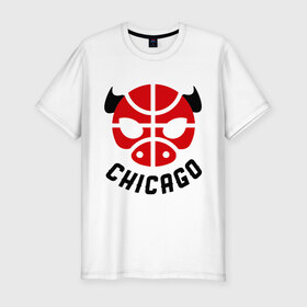 Мужская футболка премиум с принтом Chicago bull , 92% хлопок, 8% лайкра | приталенный силуэт, круглый вырез ворота, длина до линии бедра, короткий рукав | 