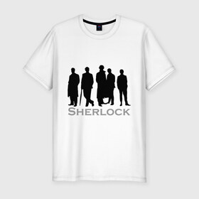 Мужская футболка премиум с принтом Sherlock Band , 92% хлопок, 8% лайкра | приталенный силуэт, круглый вырез ворота, длина до линии бедра, короткий рукав | sherlock band | кино | мультфильмы и тв | шерлок холмс