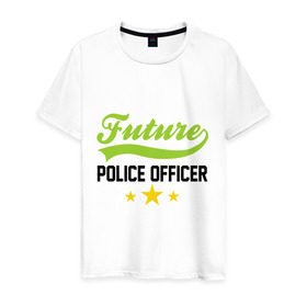 Мужская футболка хлопок с принтом Будущий офицер полиции , 100% хлопок | прямой крой, круглый вырез горловины, длина до линии бедер, слегка спущенное плечо. | детские