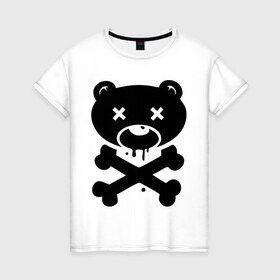 Женская футболка хлопок с принтом Мертвый медведь , 100% хлопок | прямой крой, круглый вырез горловины, длина до линии бедер, слегка спущенное плечо | зомби
