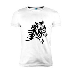 Мужская футболка премиум с принтом Голова лошади , 92% хлопок, 8% лайкра | приталенный силуэт, круглый вырез ворота, длина до линии бедра, короткий рукав | голова лошади | животные | конь | лошадка | силуэт лошади