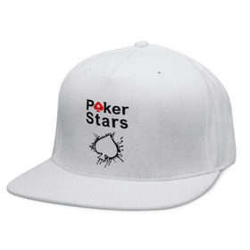 Кепка снепбек с прямым козырьком с принтом Poker Stars , хлопок 100% |  | Тематика изображения на принте: pokerstars