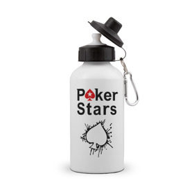 Бутылка спортивная с принтом Poker Stars , металл | емкость — 500 мл, в комплекте две пластиковые крышки и карабин для крепления | pokerstars