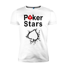 Мужская футболка премиум с принтом Poker Stars , 92% хлопок, 8% лайкра | приталенный силуэт, круглый вырез ворота, длина до линии бедра, короткий рукав | pokerstars