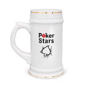 Кружка пивная с принтом Poker Stars ,  керамика (Материал выдерживает высокую температуру, стоит избегать резкого перепада температур) |  объем 630 мл | pokerstars