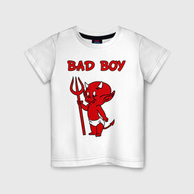 Детская футболка хлопок с принтом bad boy , 100% хлопок | круглый вырез горловины, полуприлегающий силуэт, длина до линии бедер | b boy | bad | boy | парень | прикольные картинки | черт | чертик