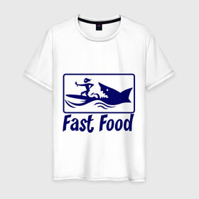 Мужская футболка хлопок с принтом fast food - быстрая еда , 100% хлопок | прямой крой, круглый вырез горловины, длина до линии бедер, слегка спущенное плечо. | fast food | fast food   быстрая еда | акула | быстрая еда | еда | прикольные картинки