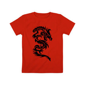Детская футболка хлопок с принтом Дракон узор , 100% хлопок | круглый вырез горловины, полуприлегающий силуэт, длина до линии бедер | дракон | дракон узор | трайблы и узоры | узор