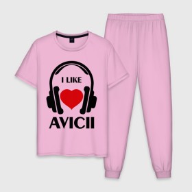 Мужская пижама хлопок с принтом Мне нравится Avicii , 100% хлопок | брюки и футболка прямого кроя, без карманов, на брюках мягкая резинка на поясе и по низу штанин
 | dj | rnb | клубная музыка | клубные | мне | мне нравится | мне нравится avicii | музыка