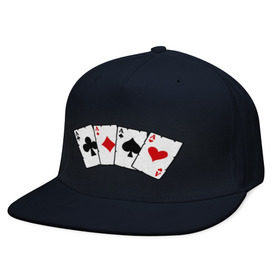 Кепка снепбек с прямым козырьком с принтом Четыре туза , хлопок 100% |  | игра | игральные карты | карты | покер | туз | тузы | четыре туза