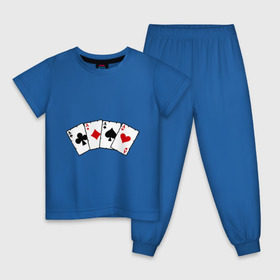 Детская пижама хлопок с принтом Четыре туза , 100% хлопок |  брюки и футболка прямого кроя, без карманов, на брюках мягкая резинка на поясе и по низу штанин
 | игра | игральные карты | карты | покер | туз | тузы | четыре туза