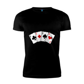 Мужская футболка премиум с принтом Четыре туза , 92% хлопок, 8% лайкра | приталенный силуэт, круглый вырез ворота, длина до линии бедра, короткий рукав | игра | игральные карты | карты | покер | туз | тузы | четыре туза