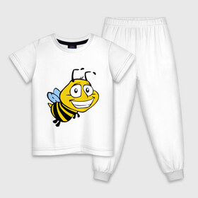 Детская пижама хлопок с принтом Пчелка , 100% хлопок |  брюки и футболка прямого кроя, без карманов, на брюках мягкая резинка на поясе и по низу штанин
 | Тематика изображения на принте: веселая пчелка | животные | мед | полоски | пчелка | шмель