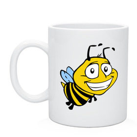 Кружка с принтом Пчелка , керамика | объем — 330 мл, диаметр — 80 мм. Принт наносится на бока кружки, можно сделать два разных изображения | Тематика изображения на принте: веселая пчелка | животные | мед | полоски | пчелка | шмель