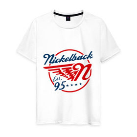 Мужская футболка хлопок с принтом Nickelback , 100% хлопок | прямой крой, круглый вырез горловины, длина до линии бедер, слегка спущенное плечо. | 95 | nickelback | альтернативный метал | альтернативный рок | крылатый рок | музыка | хард рок