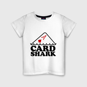 Детская футболка хлопок с принтом Карточная акула , 100% хлопок | круглый вырез горловины, полуприлегающий силуэт, длина до линии бедер | pokerstars