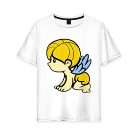 Женская футболка хлопок Oversize с принтом Мальчик ангел (парная) , 100% хлопок | свободный крой, круглый ворот, спущенный рукав, длина до линии бедер
 | 