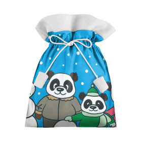 Подарочный 3D мешок с принтом Семья - это вместе лепить снеговика , 100% полиэстер | Размер: 29*39 см | панда