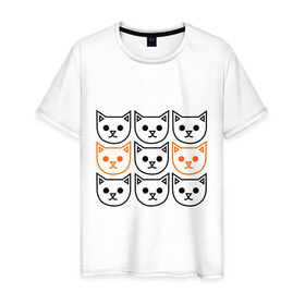 Мужская футболка хлопок с принтом Котики , 100% хлопок | прямой крой, круглый вырез горловины, длина до линии бедер, слегка спущенное плечо. | голова кота | животное | киса | киски | кот | котяра | кошки | прикольные картинки